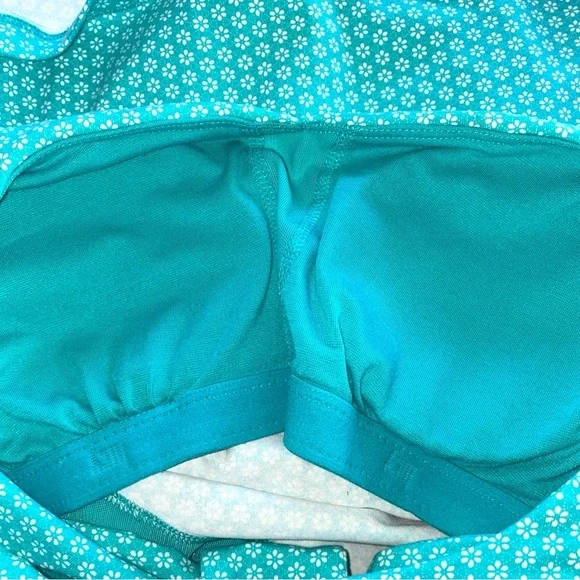 Lucy Floral Turquoise Blue Built In Bra Workout Top Size S - Picture 6 of 6